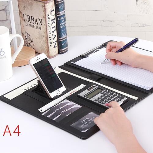Custom LOGO Phone Holder A4 Business File Folder With Pen Calculator Organizer Notepad Manager Document School Office Stationery