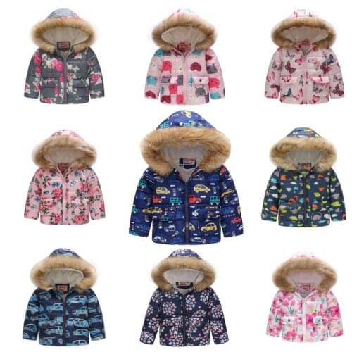Kids Jacket For Boys Girl Baby Winter Coat Cute Printing Girls Coats Warm Thickened Cotton Fleece Boys Outerwear Jacket Clothes