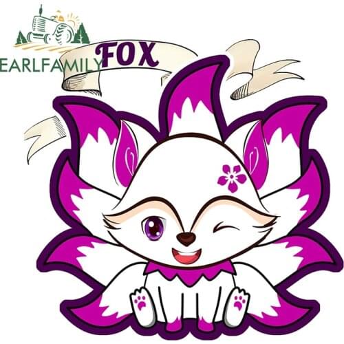 EARLFAMILY 13cm x 12.4cm for Nine Tail Kitsune Fox Vinyl Car Wrap Decal Funny Car Stickers Anime Windows Waterproof Decoration