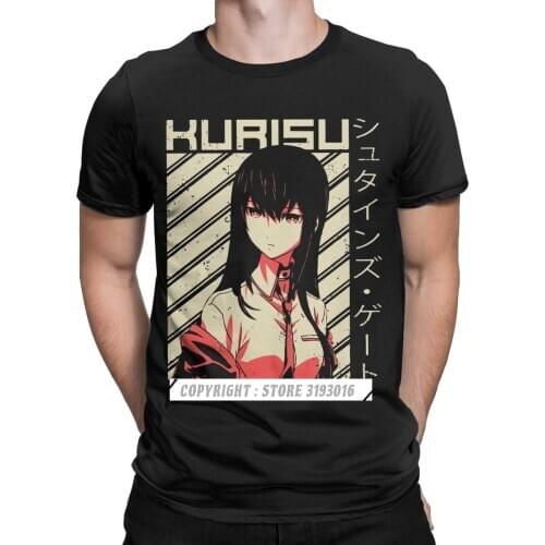 Steins Gate 0 Makise Kurisu Anime T Shirts Men Crazy Cotton Tees 2020 New Listing Fashion Tee Shirt for Men Camisas