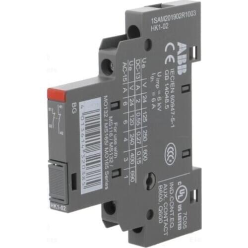 HK1-02 Auxiliary contact 0Z 2R side mounting Side Mount Auxiliary Contact; 2NC; 2 (dc) A; 6 (ac) A; 220 V dc; 400 V ac
