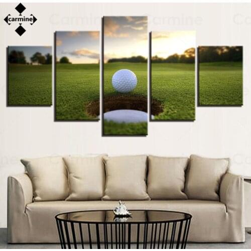 Golf Course Wall Art Painting 5 Piece Hd Poster and Print Modern No Frame Canvas Picture for Home Interior Livingroom Decoration