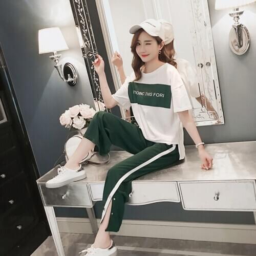 Maternity Clothes Set For Pregnancy Women Summer Pure Cotton Letter Short Sleeve Tops T-shirts Abdomen Pants Two-piece Suits