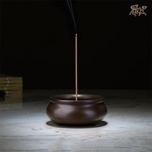 Copper Incense Burner Three-Legged Flat round Stove Home Crafts Decorations