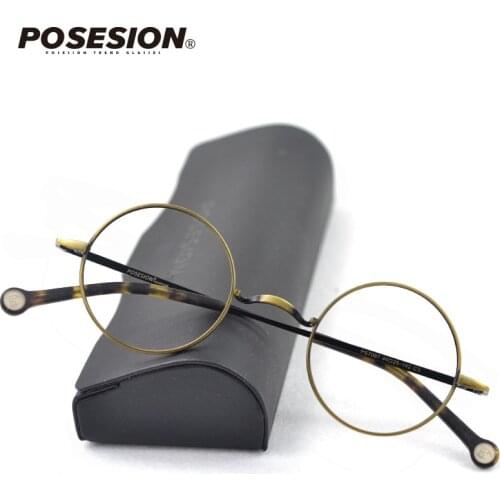 Posesion 2020 New Vintage Round Metal Glasses Frames Prescription Eyeglasses Men Optical Eyewear Frame with Clear Lens Women
