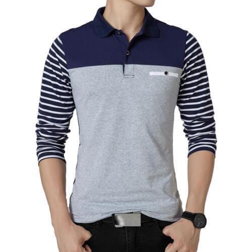 2020 New Stripe Tee Shirt Men Casual Spring Long Sleeve Shirts Men Slim Fit Camisa Masculina Plus Size 5XL Cotton Tops