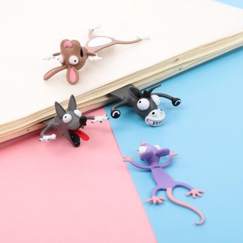 Original 3D Cartoon Animal Bookmarks Cute Gecko Shark Lovely Stereo Bookmark Student Stationery for Children Gift Bookmark
