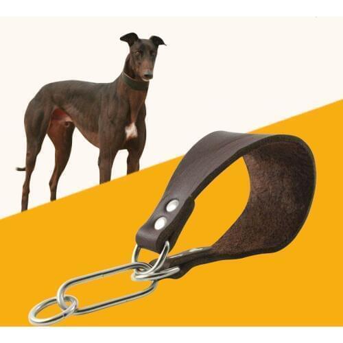 Genuine Leather Extra Wide Padded Tapered Dog Collar Soft Pet Collar for Greyhound Saluki Deerhound Lurcher Whippet Dachshund