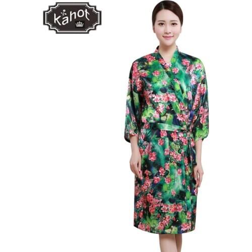 Salon Client Gown Robe Plum Blossom Pattern Black Smock Kimono Hairdressing Cape Dress Beauty SPA Hotel Barber Guest Cloth Gown