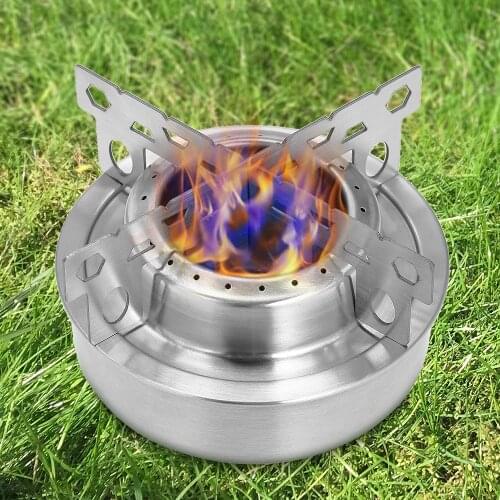 Camping Fishing Stove Stand Furnace with Stand Outdoor Alcohol Stove Stainless Steel Camping Stove Cookware Stove Cross