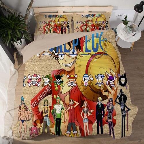 Duvet Cover One Piece Monkey D Luffy Devil nut Three blades 3pcs British Style Family student dormitory Quilt cover pillowcase