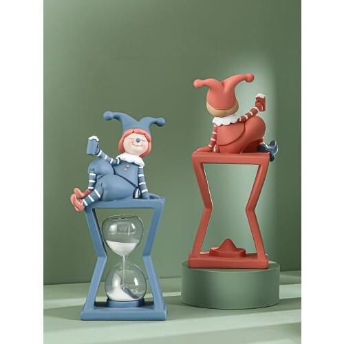 Simple Cute Cartoon Resin Clown Hourglass Accessories Home room Desktop Onaments Crafts Office Bookcase Sculpture Decoration Art