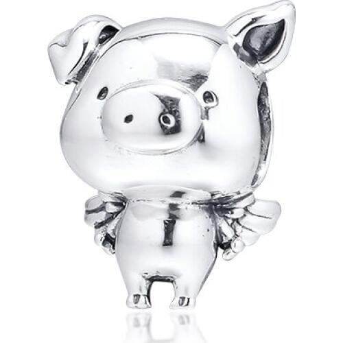 QANDOCCI 925 Sterling Silver Beads Charms Fit Pandora Bracelets Pig Silver Charm for Women DIY Jewelry kralen pulsera Wholesale