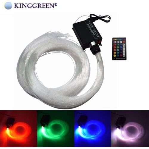 RGB LED 16W fiber optic light engine + 24key IR remote controller + 500PCS 0.75mm 2m end glow PMMA fiber optic cable