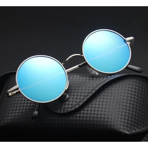 Classic Vintage Polarized Men Sunglasses Anti-reflective Mirror Fashion Metal Round Glasses New Women Sun Glasses Uv400