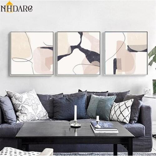 Modern Posters and Prints Light Colored Abstract Square Canvas Printings Spray Painting Wall Pictures Art for Living Room Decor