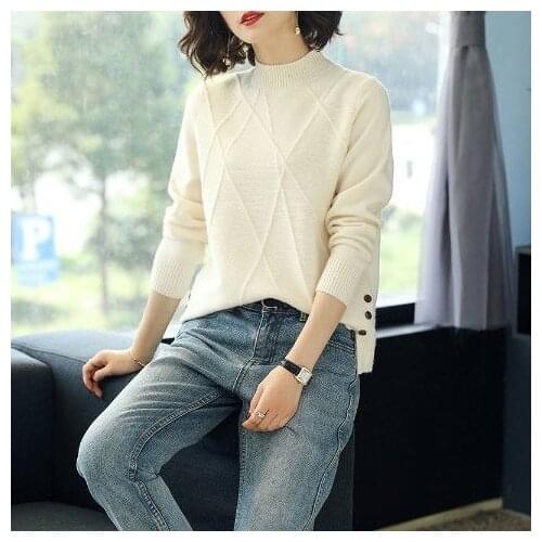 Autumn And Winter Fashion New Womens Half High Neck Thickened Sweater Short Pullover Korean Versatile Knitted Bottoming Sweater