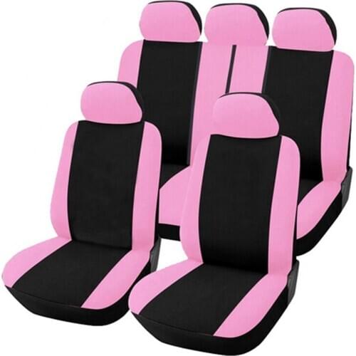 Polyester Fabric Universal Car Seat Covers for Women Full Set Pink Butterfly Embroidery Universal Fit Most Car Seats Styling New