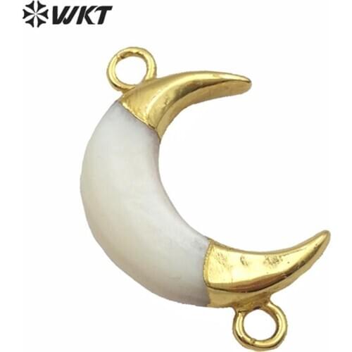 WT-C286 wholesale price! natural horn shell Connector double hoops gold Connector trim crescent fashion Connector women Jewelry