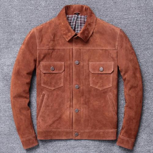 YR!Free shipping.sales.Brand men casual style genuine leather jacket.classic Suede leather coat.business vintage cowhide jackets