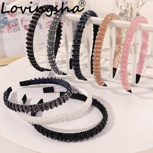 LOVINGSHA Rhinestone Hairband For Womens Hair Accessories Ladies Girl Headband Headwrap Hair Band FC277