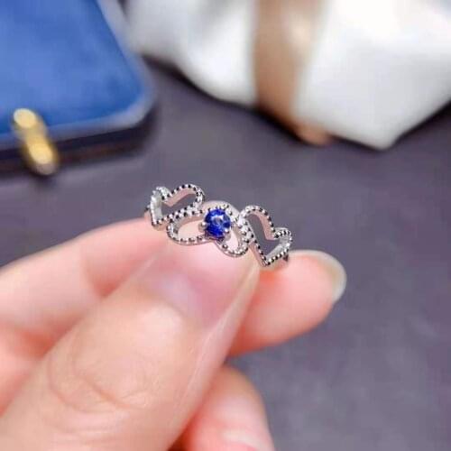 Natural Sri Lanka Sapphire Fine Love Ring S925 Sterling Silver Fashion Charming Wedding Jewelry for Women MeibaPJFS