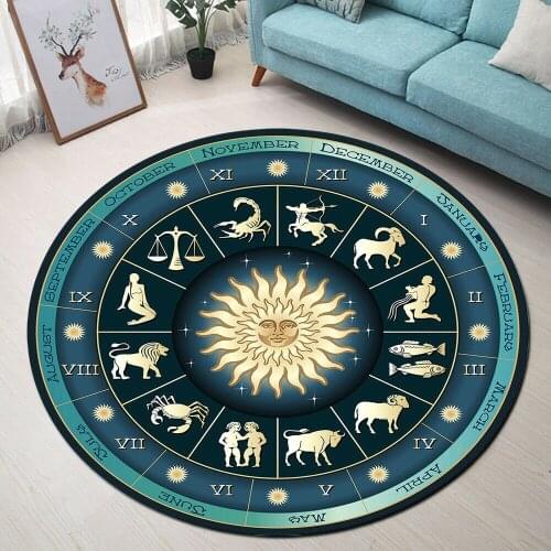 Zodiac Horoscope Round Floor Mat Area Rug Living Room Carpet Bedroom Home Decor