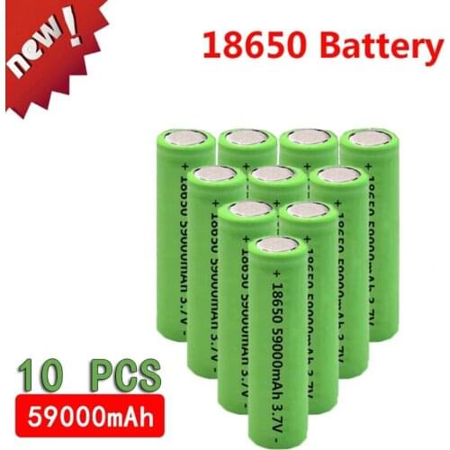 1-10PCS 18650 3.7V 59000mAh High-capacity Lithium Ion Rechargeable Battery for Headlight Flashlight Charging Droppshipping