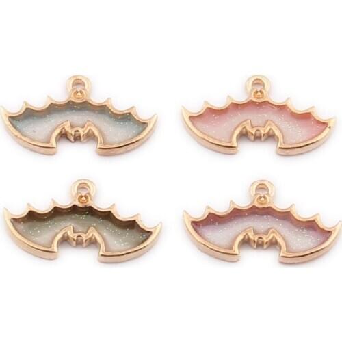 10pcs/lot Fashion Gradient Bat Oil Drop Charms Alloy Charm Pendants Metal Enamel Charms For DIY Jewelry Making