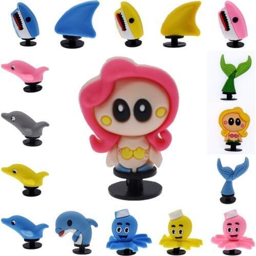 10 pcs Cute 3D Charms Colorful Mermaid Dolphin Octopus Sharks Sea Animals Fit Kids Summer Shoes Accessory