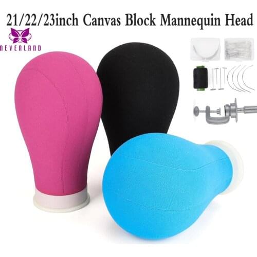 21/22/23 Inch Rainbow Color Canvas Block Mannequin Head Wig Stand Making Head Hair Styling Manikin Head For Wig Display