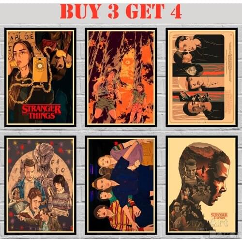 34 Designs TV Show Stranger Things Alternative Kraft paper Poster HomeDecal Painting Wall Sticker 1 42X30cm