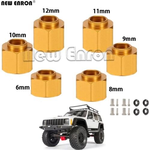 4Pc Alloy 12mm Wheel Hex Hub Adapter 6/8/9/10/11/12mm Thickness for 1/10 RC Crawler Car Part Axial SCX10 Traxxas TRX4 Tamiya MST