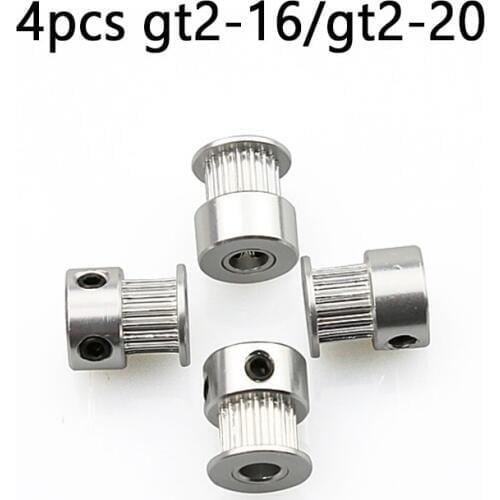 4pcs/lot gt2 5mm 16 20 teeth Timing GT2-16 pulley Alumium Bore 5mm fit forbelt Width 6mm for anet A8 A6 E10 3D Printer parts