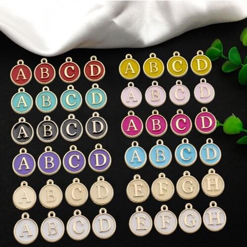 50pc/set Letter Charm A-Z Alphabet Enamel Initial Pendant for Necklace and Bracelet Making Craft Supplier Alphabet Charm LK38FH