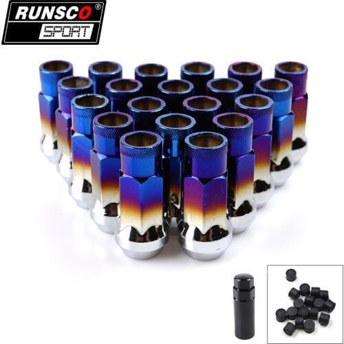Open End Blue Burnt Type M12X1.5 / M12X1.25 Racing Auto Car Steel Wheel Nuts Lug Nuts