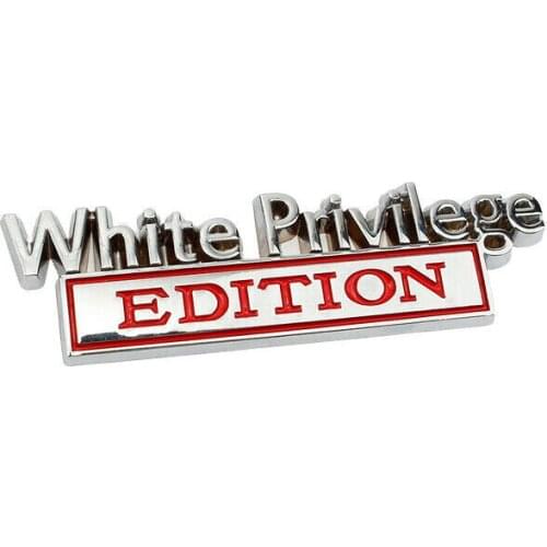 White Privilege Edition Car Truck 3D Letter Fender Emblem Badge Sticker Decal Letter Personalized Car Decals Water Proof