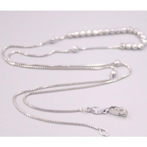 Real Platinum 950 Necklace Womens Female 3.0mm Beads Box Chain 18inch Neckalce Jewellery Gift