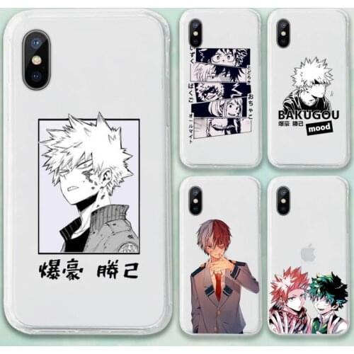 My Hero Academia deku bakugou Boku Phone Case Transparent for iPhone 11 12 mini pro XS MAX 8 7 6 6S Plus X 5S SE 2020 XR