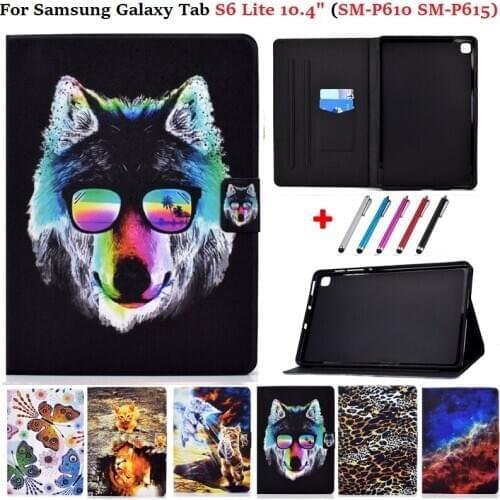 For Samsung Galaxy Tab S6 Lite Case 10.4" SM P610 P615 Caqa Animal Pattern Cool Wolf Cover For Galaxy Tab S6 Lite Case 10.4 2020
