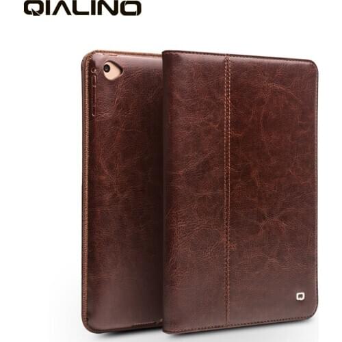 Qialino Luxury Genuine Leather Case For Ipad Mini 5 Fashion Handmade Flip Stents Automatic Wake Up & Sleep Function Cover