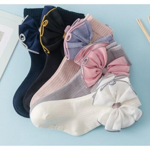 Kids Baby Autumn Winter Girls Lolita Socks Big Bow Soft Children Dance Long Sock ADK425