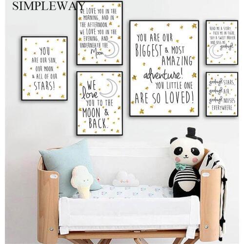 Child Poster and Print Black White Nursery Quotes Wall Art Painting Simple Decorative Picture Nordic Kids Bedroom Decoration