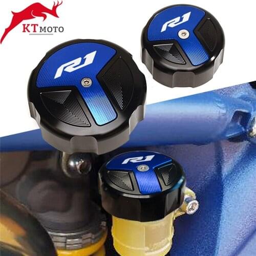 For YAMAHA YZFR1 YZF-R1 YZF R1 2009-2021 2020 Motorcycle CNC Aluminum Rear & Front Brake Fluid Reservoir Cap Cylinder cover