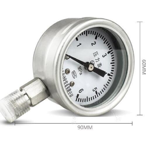 Stainless Steel Shell Pressure Gauge Shockproof Pressure Gauge Water Air Liquid Oil Pressure Instrument Measuring Range 0-6mpa