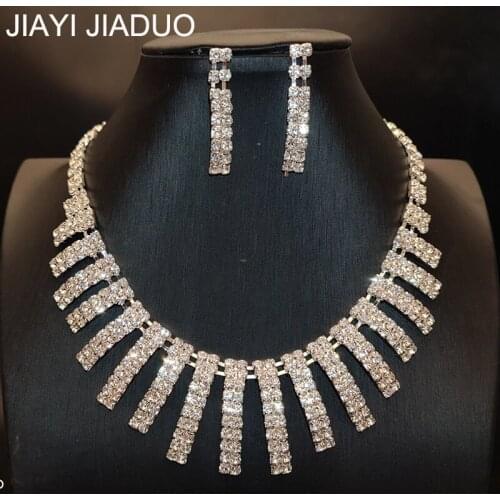 African Jewelry Wedding Jewelry Set Necklace Set Earrings White Zircon Inlaid Noble Womens Dress Accessories