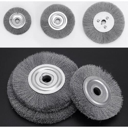 Wearable 75-200mm Stainless Steel Wire Round Brush Derusting Wood Polishing Grind Buffer Wheel For Cleaning Bench Grinder Rust