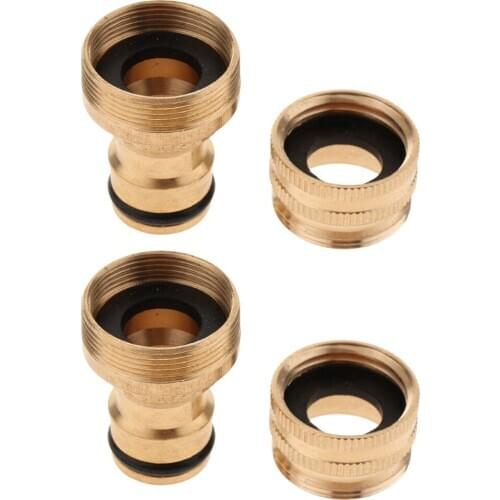2 Pieces Brass Garden Hose Tap Connector, 3/4 Inch Threaded Faucet Adapter