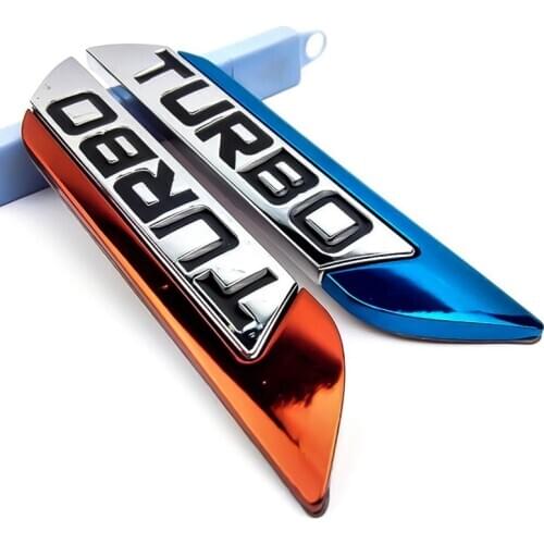 Car Auto Body Fender Metal 3D Sticker Turbo Logo Emblem Decoration Badge Car Exterior Trim Accessories