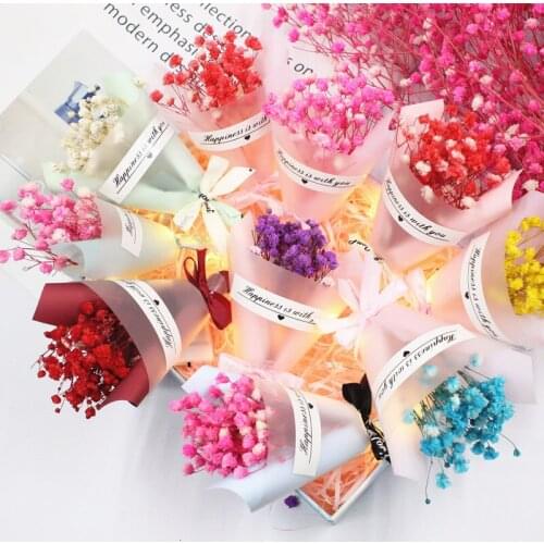 Cute Bouquet Dry Flower Artificial Gypsophila For Valentines Day Gift Wedding Decor DIY Girls Dried Flowers Photography Prop
